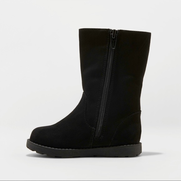 Cat & Jack Toddler Girl Black Ruffle Zip Boot NWT - Picture 2 of 3